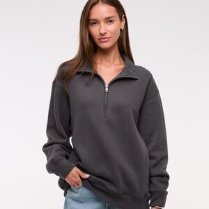 Abercrombie & Fitch Sunday Half-Zip Sweatshirt Women’s Small Pullover Gray